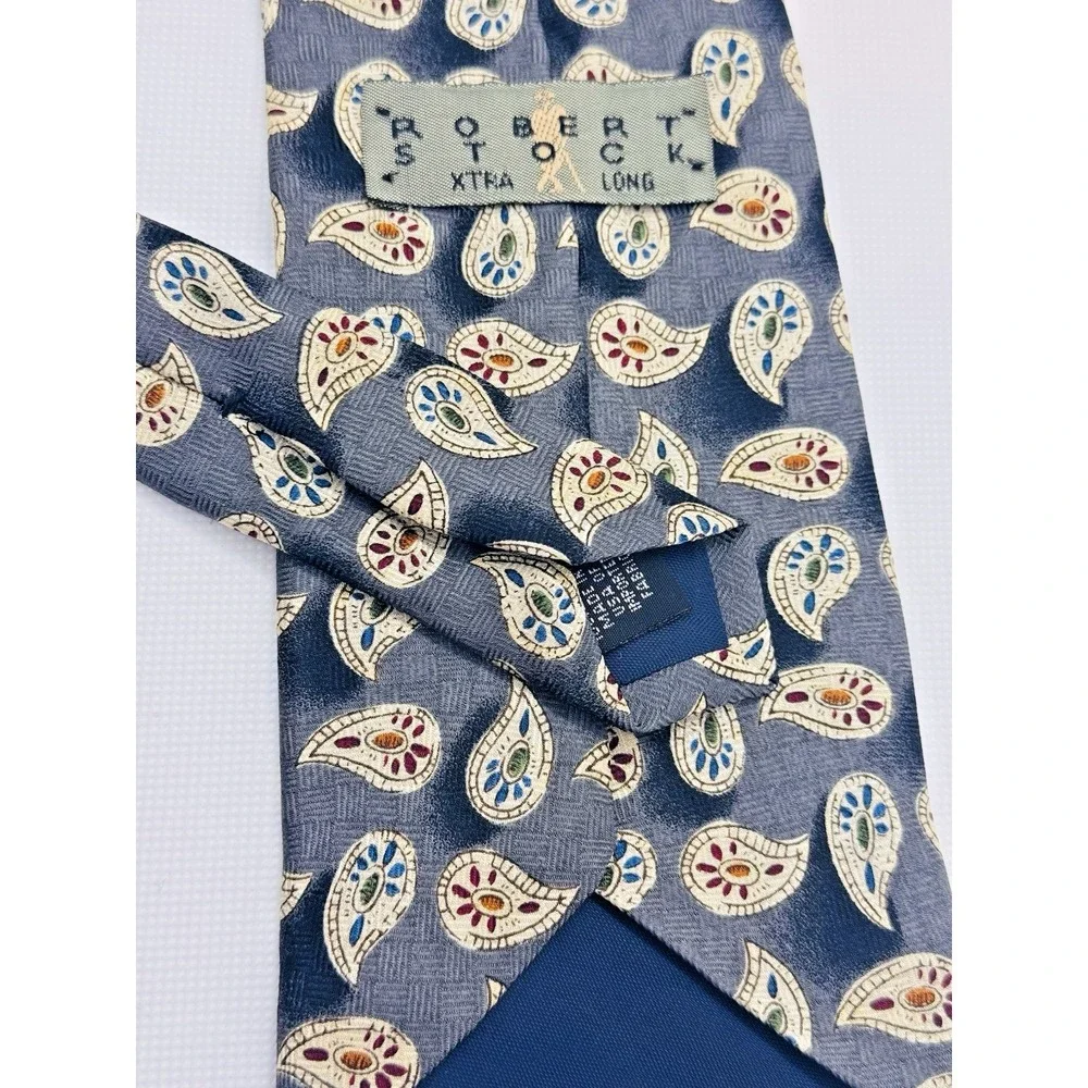 Robert Stock Silk Tie Men XL 61